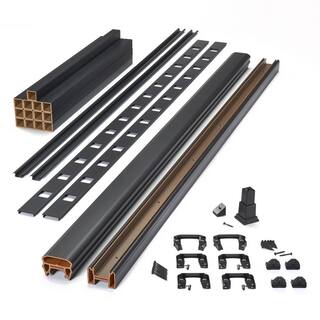 Trex Transcend 8 ft. x 42 in. Charcoal Black Composite Rail Kit with Black Square Balusters-Horizontal 543407052