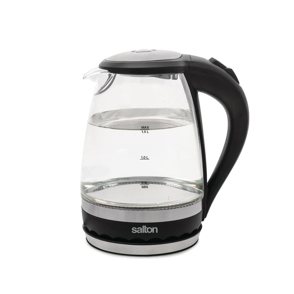 Salton 6-Cup Stainless Steel Cordless Electric Glass Kettle with Automatic Safety Shut Off GK1831