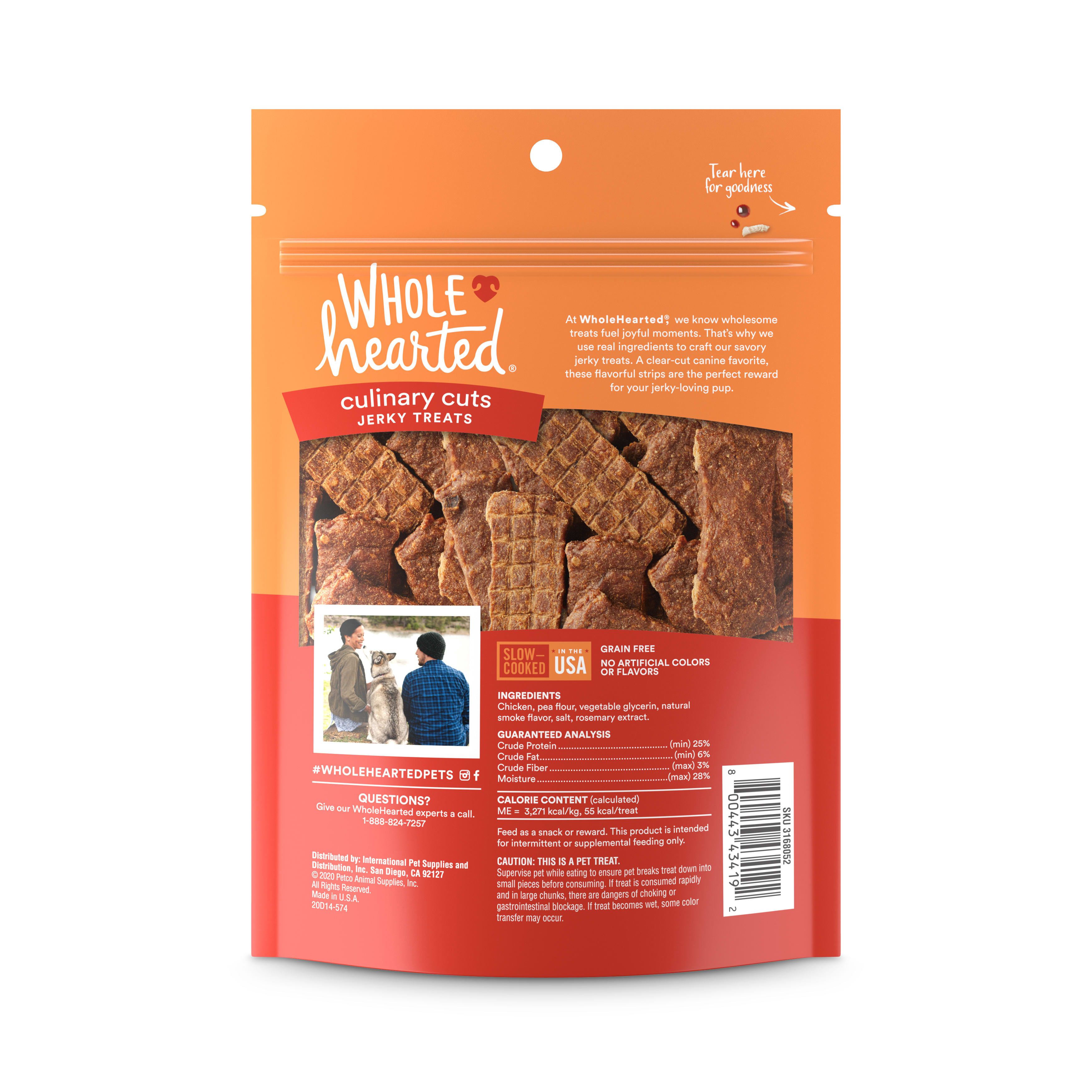 WholeHearted Culinary Cuts Smokehouse BBQ Chicken Recipe Jerky Dog Treats， 4 oz.