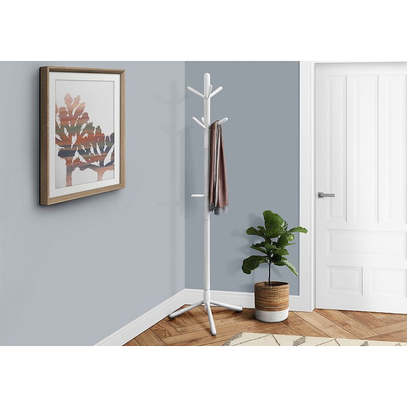 Monarch White Wood Coat Rack Floor Decor