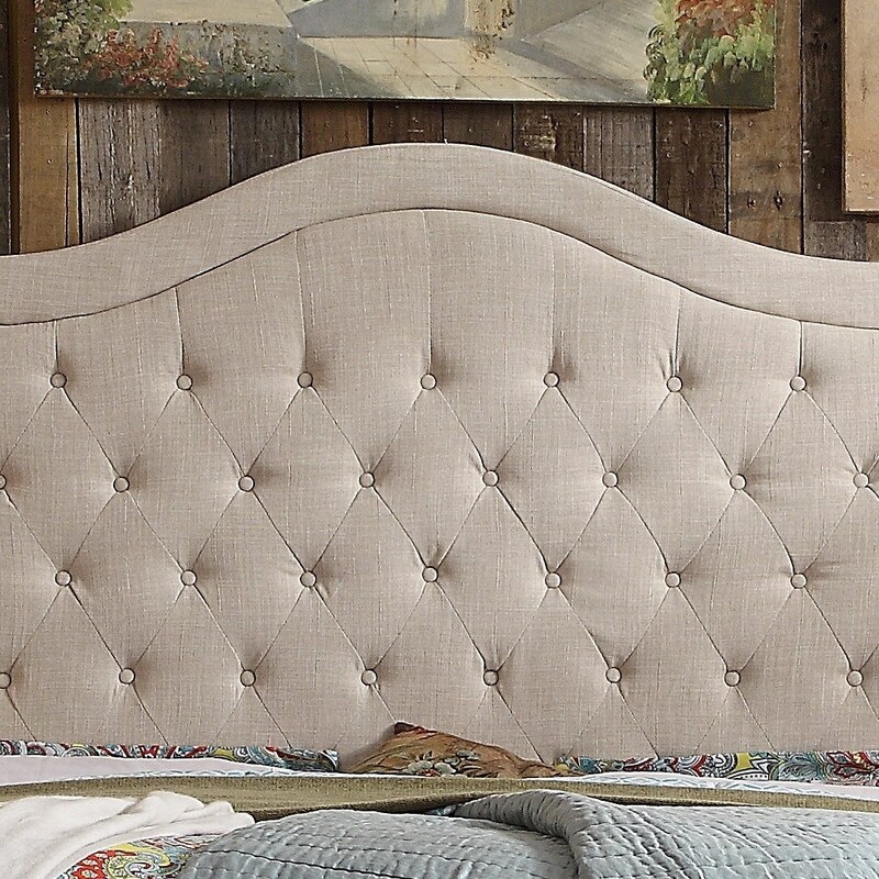 Adella Linen Tufted Upholstered Full Size Bed Frame