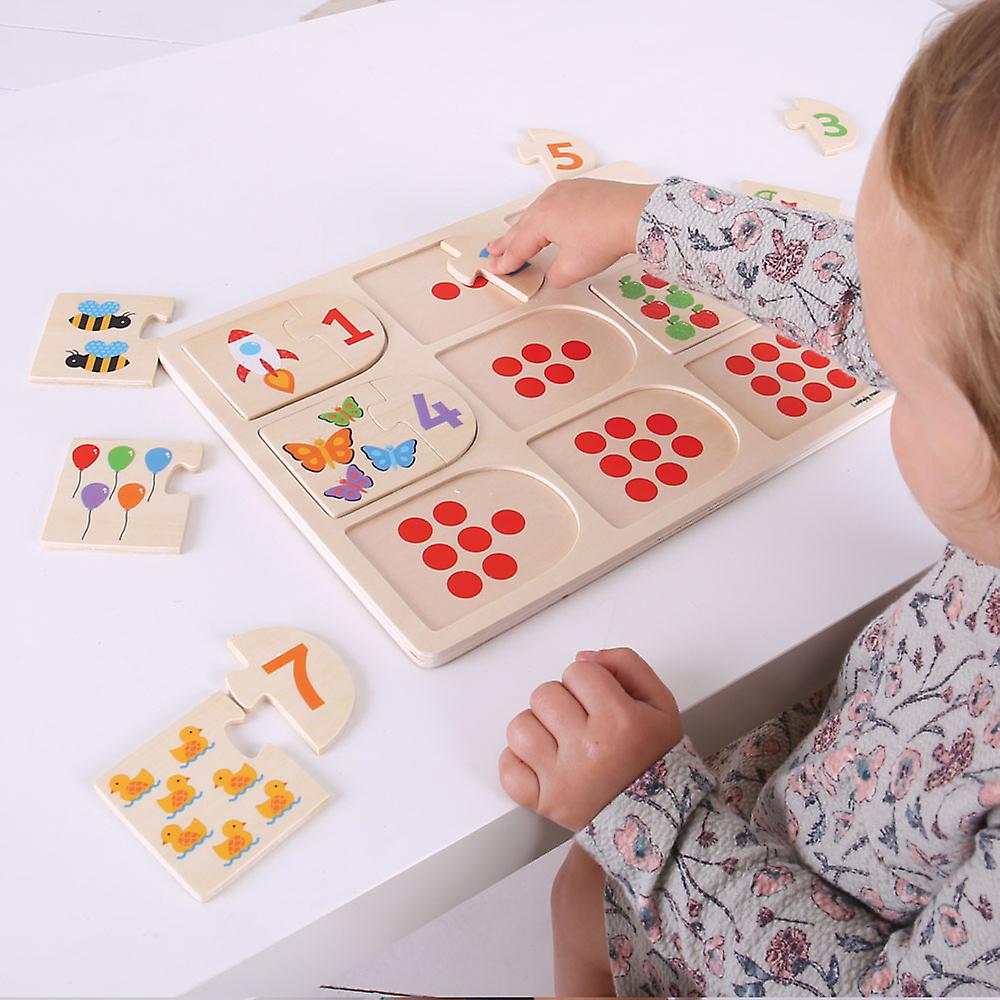 Bigjigs Toys Educational Wooden Picture and Number Matching Puzzle