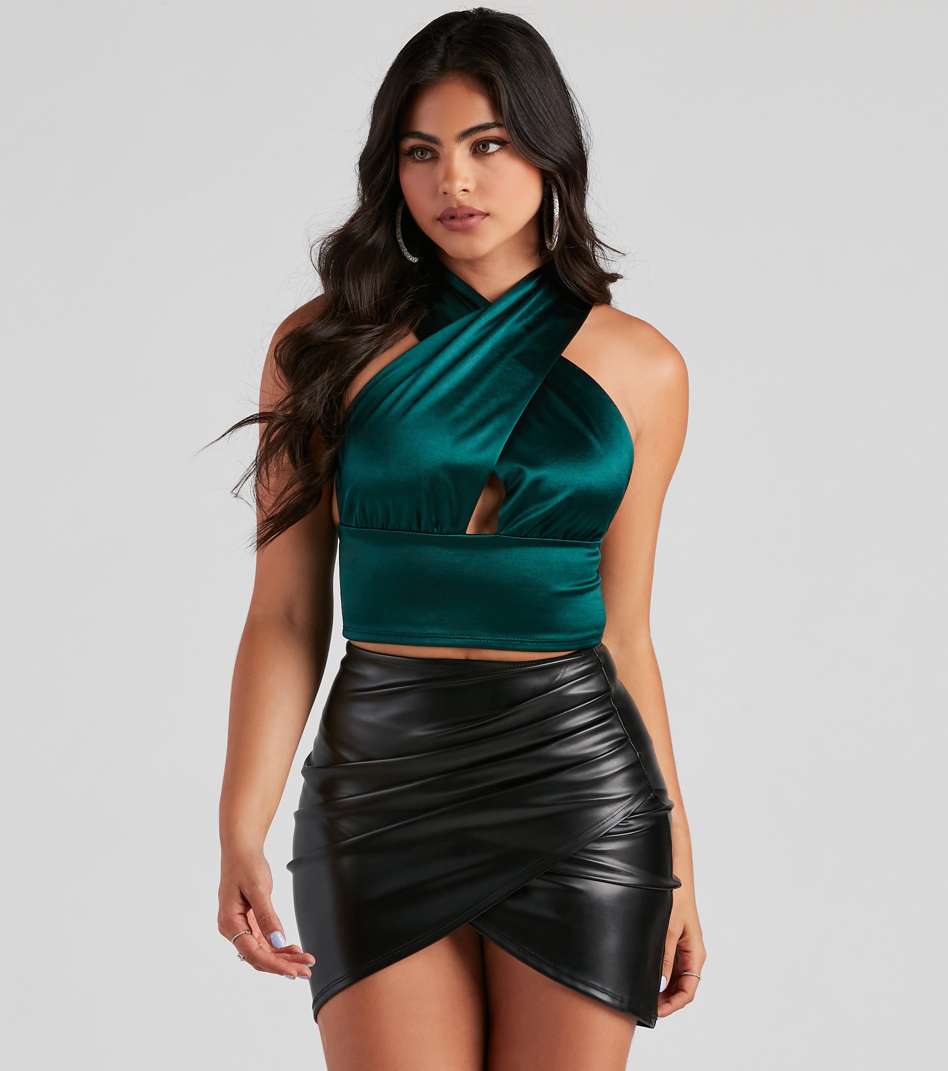 PLACEHOLDER - Sleek Satin Convertible Crop Top