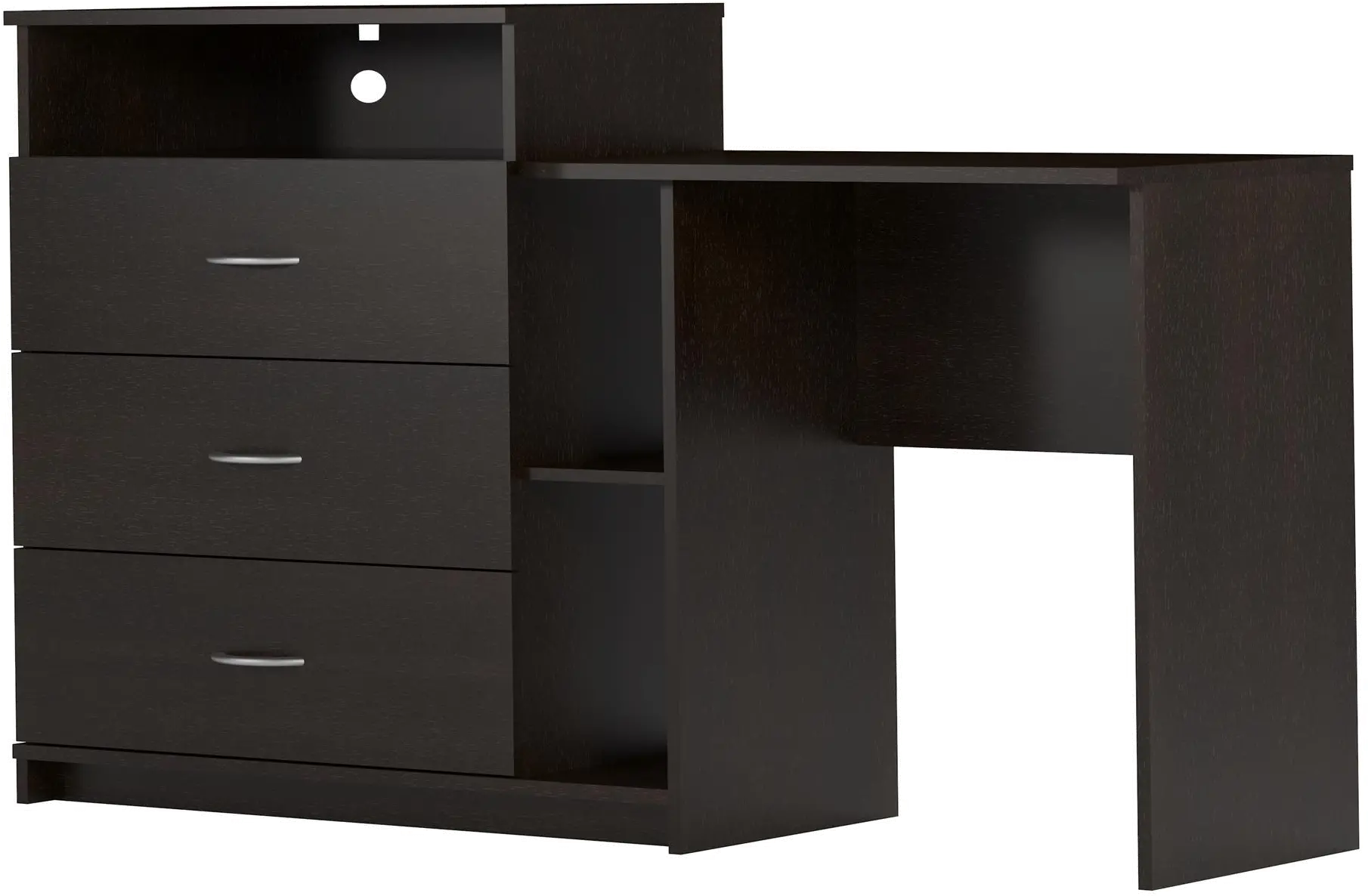 Rebel Transitional Espresso 3 in 1 Media Dresser and Desk Combo