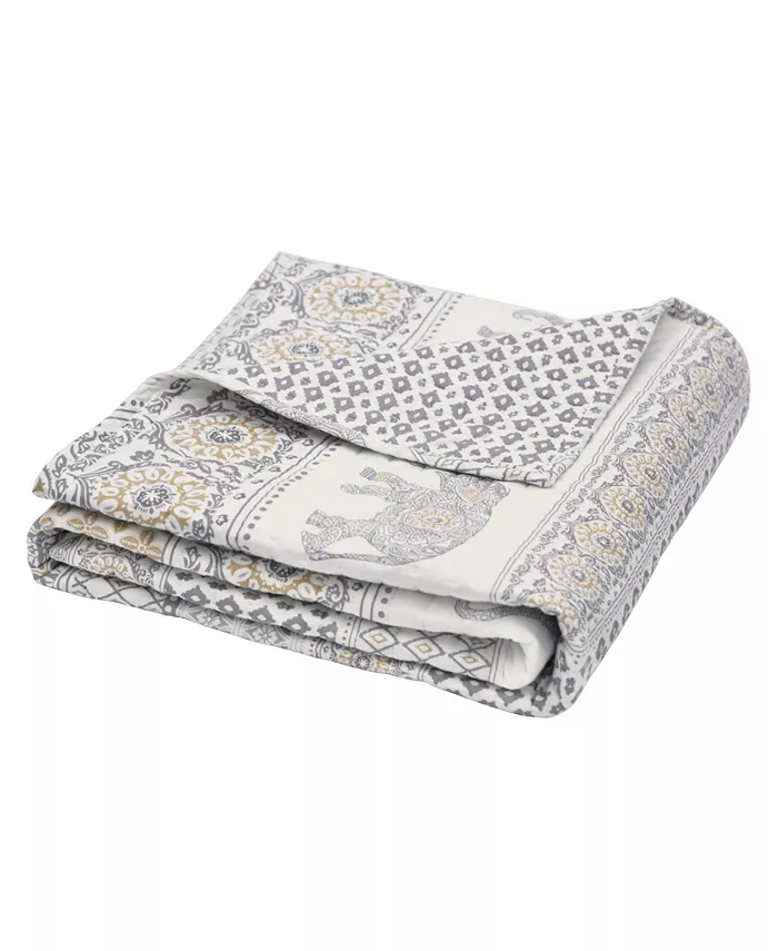 Levtex Nacala Elephant Safari Reversible Quilted Throw， 50