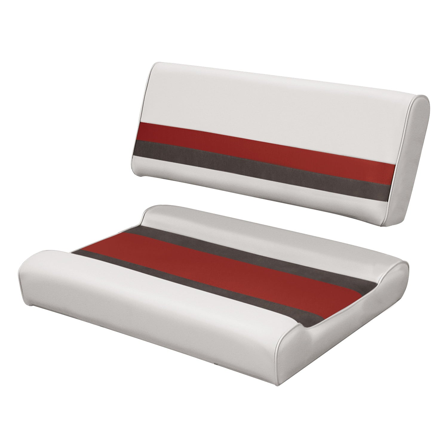 Wise 8WD125FF-1009 Deluxe Series Pontoon Flip Flop Bench Seat and Backrest Cushion Set， White/Red/Charcoal