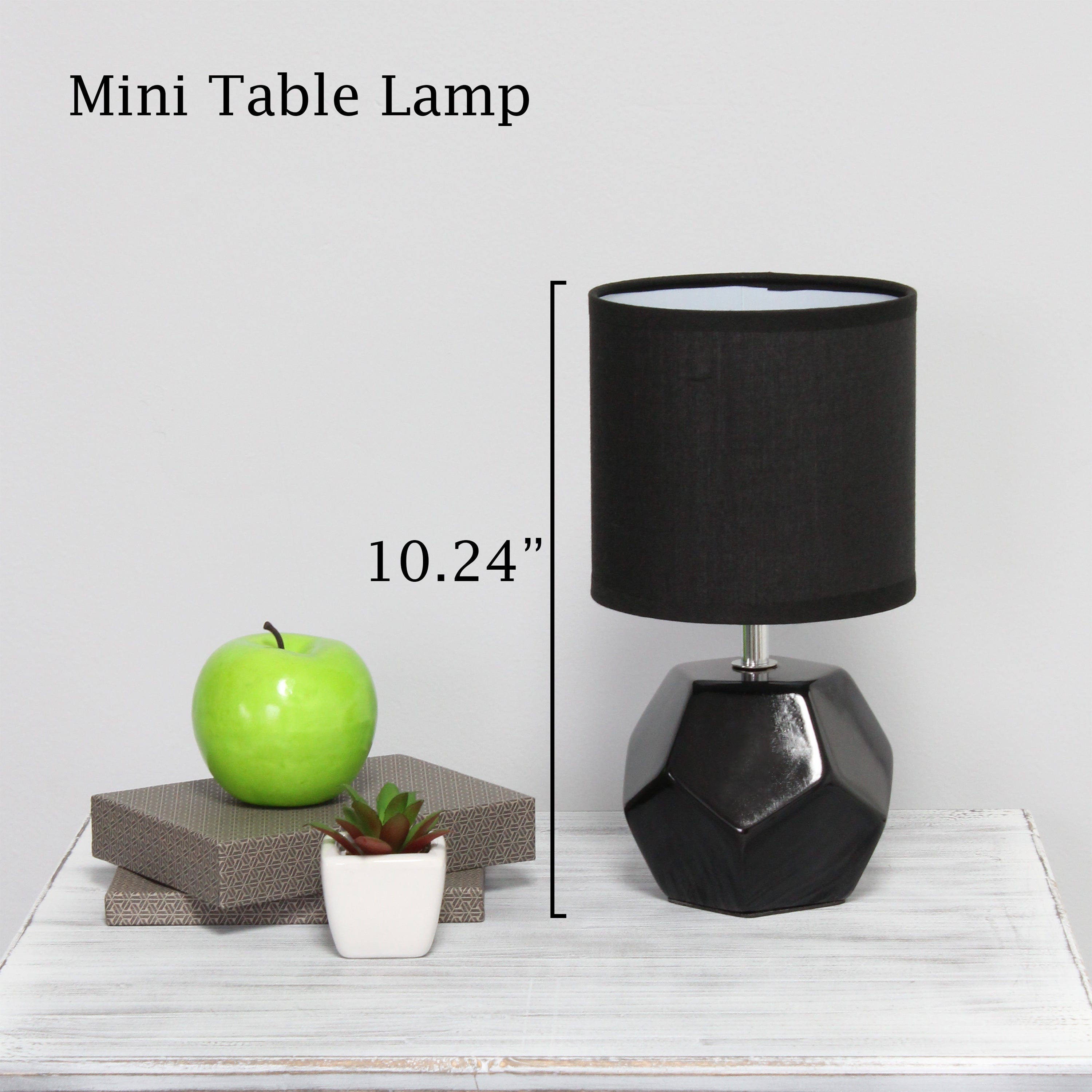 Simple Designs Round Prism Mini Table Lamp with Matching Fabric Shade