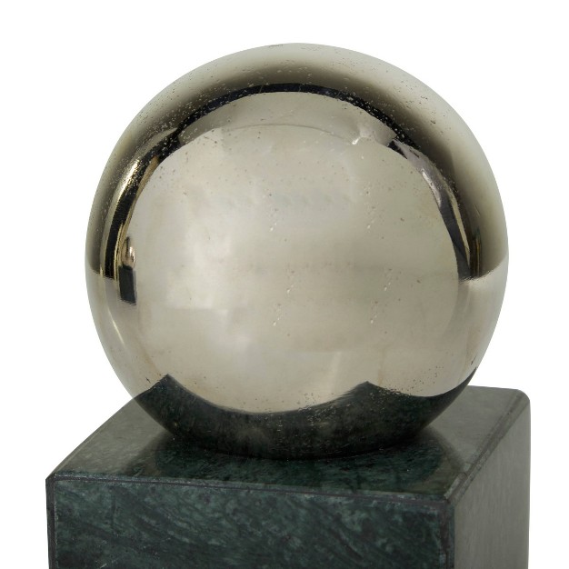 Set Of 2 Marble Orb Bookends Silver Cosmoliving By Cosmopolitan