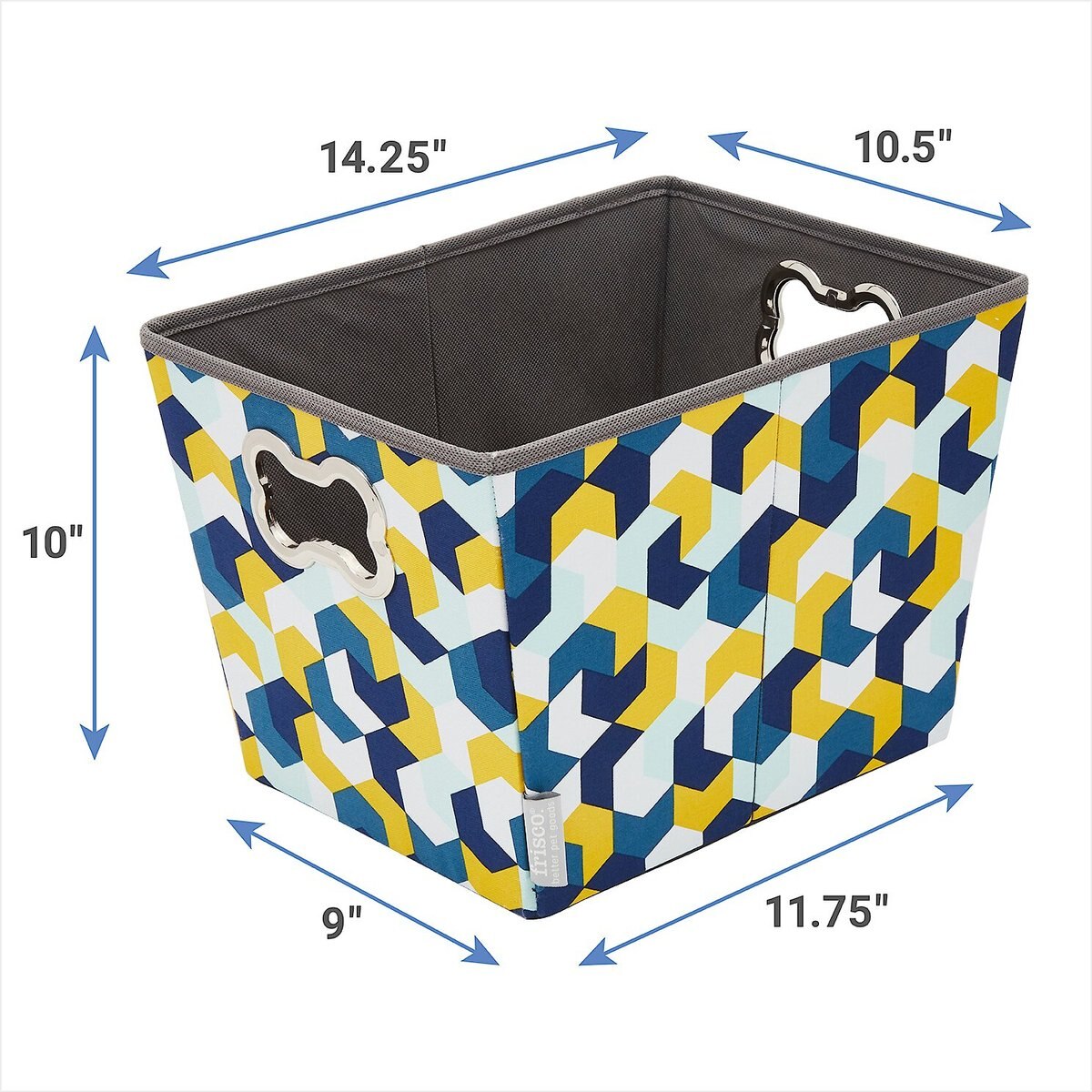 Frisco Rectangle Collapsible Pet Toy Storage Bin， Yellow Geometric