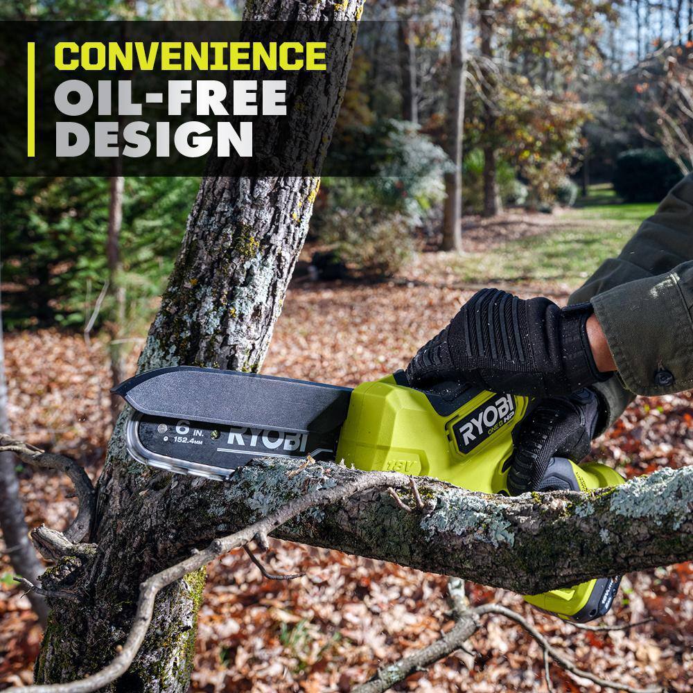 RYOBI ONE+ HP 18V Brushless 6 in. Battery Compact Pruning Mini Chainsaw (Tool Only) P25013BTL