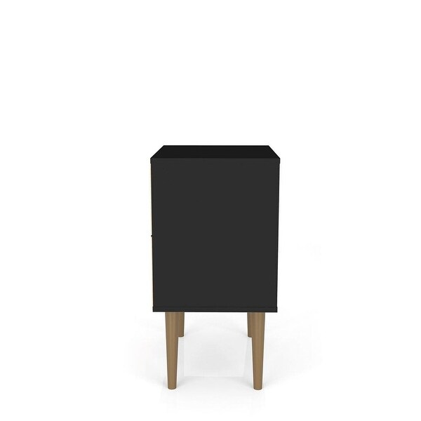 Mid-Century Modern Nightstand with 1 Cubby Space and 1 Drawer in Black - - 37165171