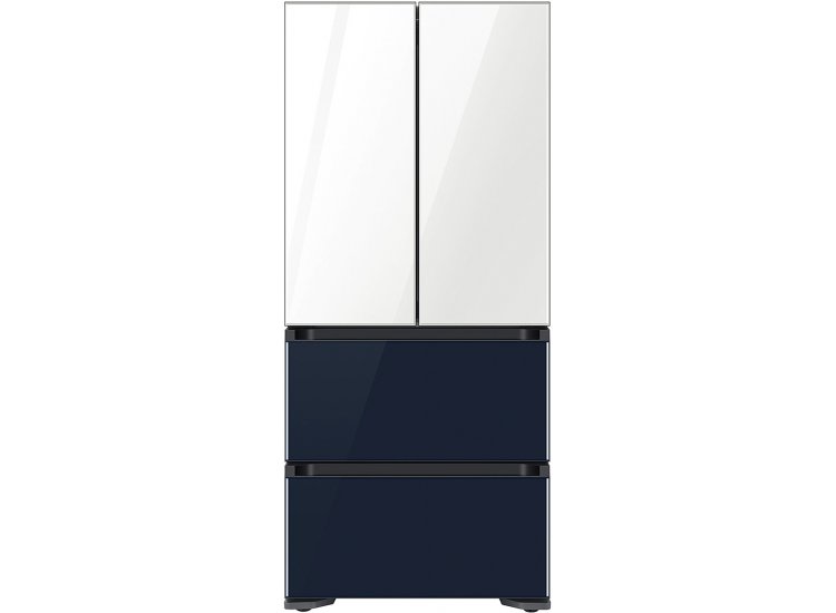  17.3 Cu. Ft. White-Navy Glass Smart Kimchi and Specialty 4-Door French Door Refrigerator