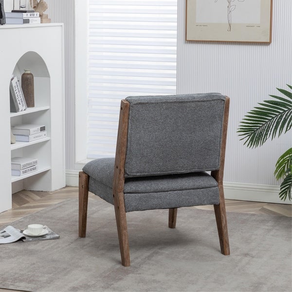 Chenille Single Accent Chair， Wooden Legs， Padded Upholstery， High Density Foam， Small Modern Armless Chair