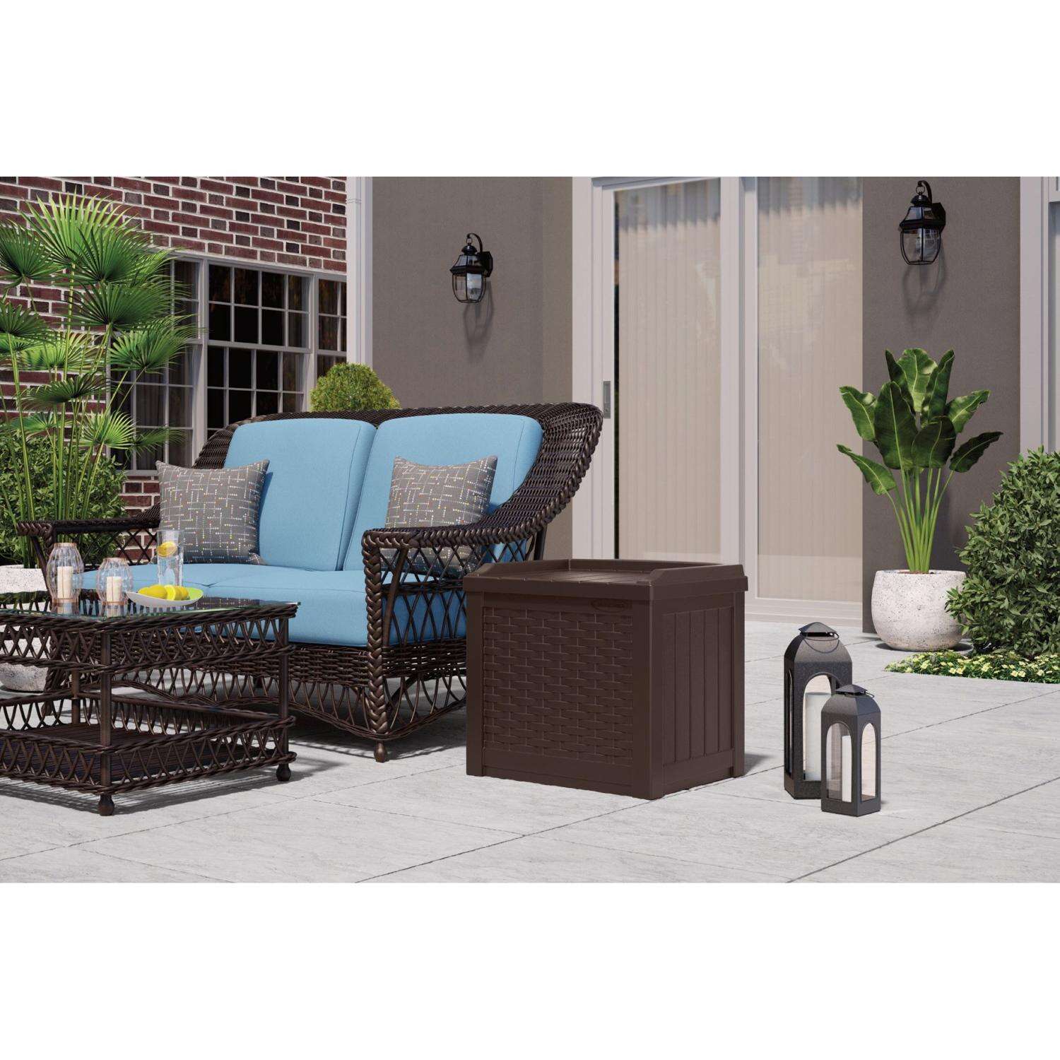 Suncast 22 in. W X 17 in. D Brown Plastic Deck Box with Seat 22 gal