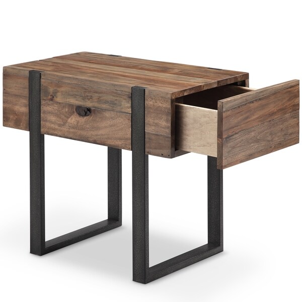 Prescott Modern Reclaimed Wood in Rustic Honey Chairside End Table