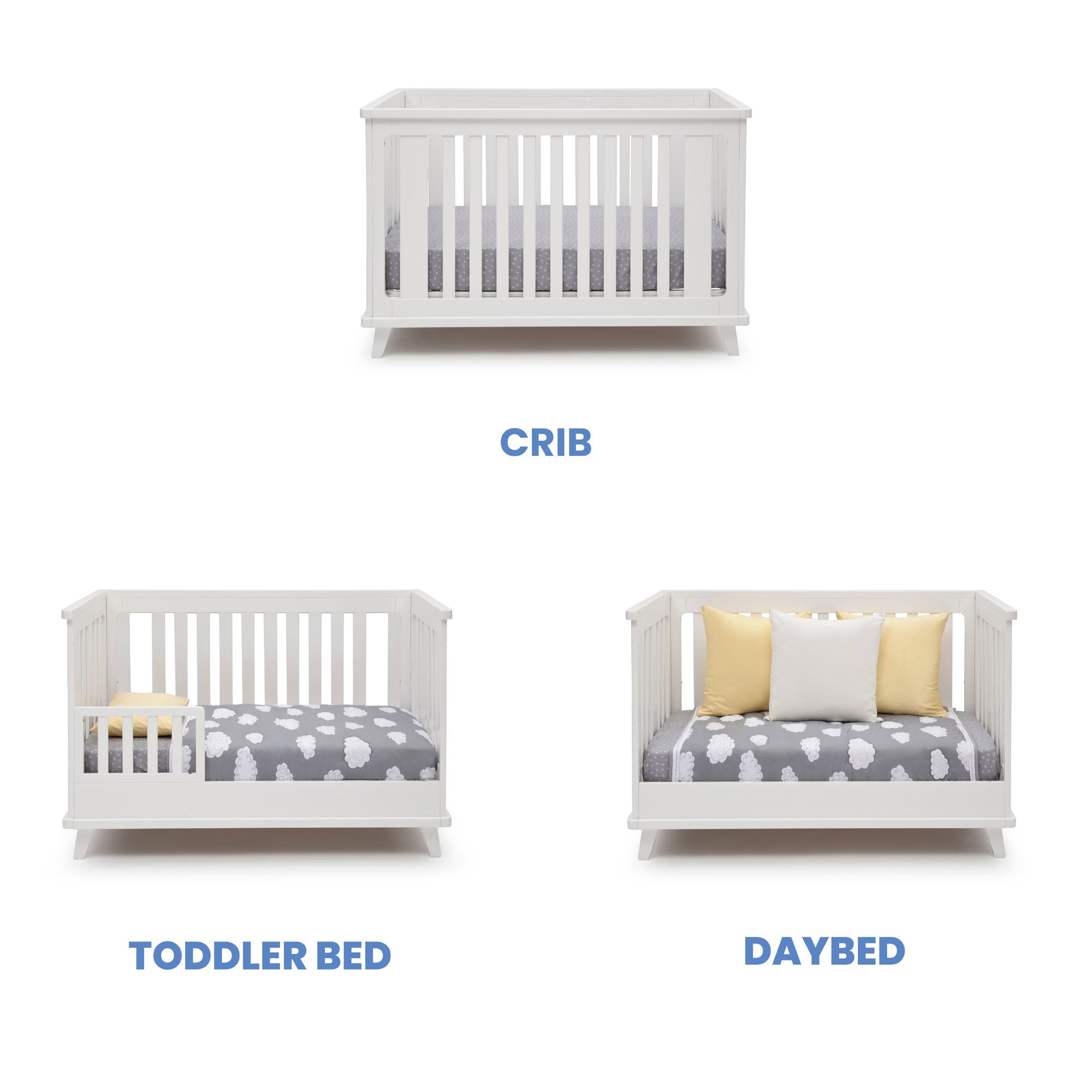 Delta Children Ava 3-in-1 Convertible Baby Crib, White