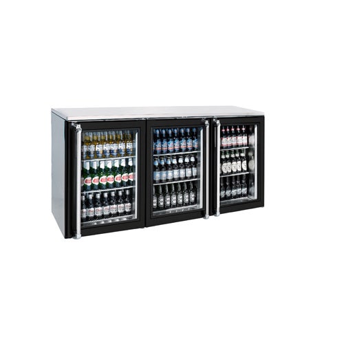 Krowne Metal BR72L-GNS Back Bar Cooler， Glass Doors with Black Frame， S/S Sides