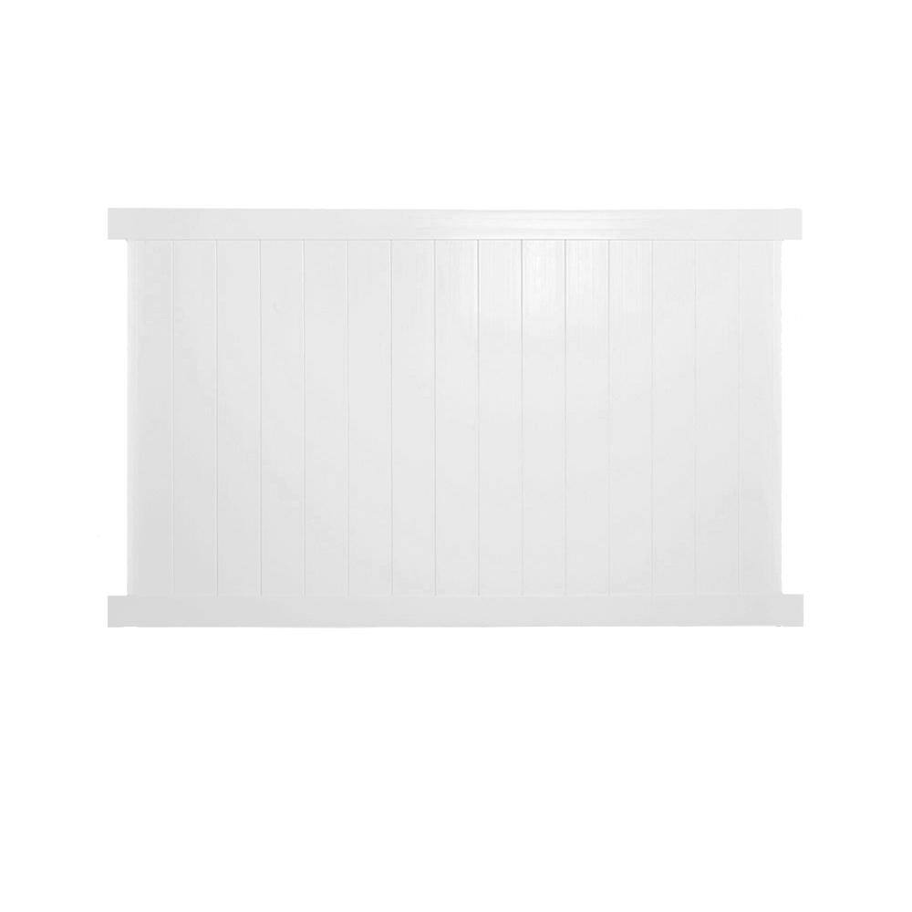 Weatherables Pembroke 4 ft. x 8 ft. White Vinyl Privacy Fence Panel Kit PWPR-TG11.3-4X8