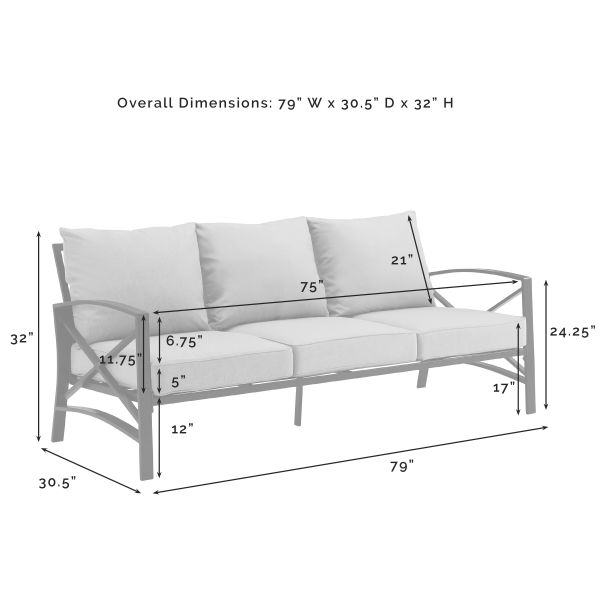 Kaplan 5Pc Outdoor Metal Sofa Set W/Fire Table