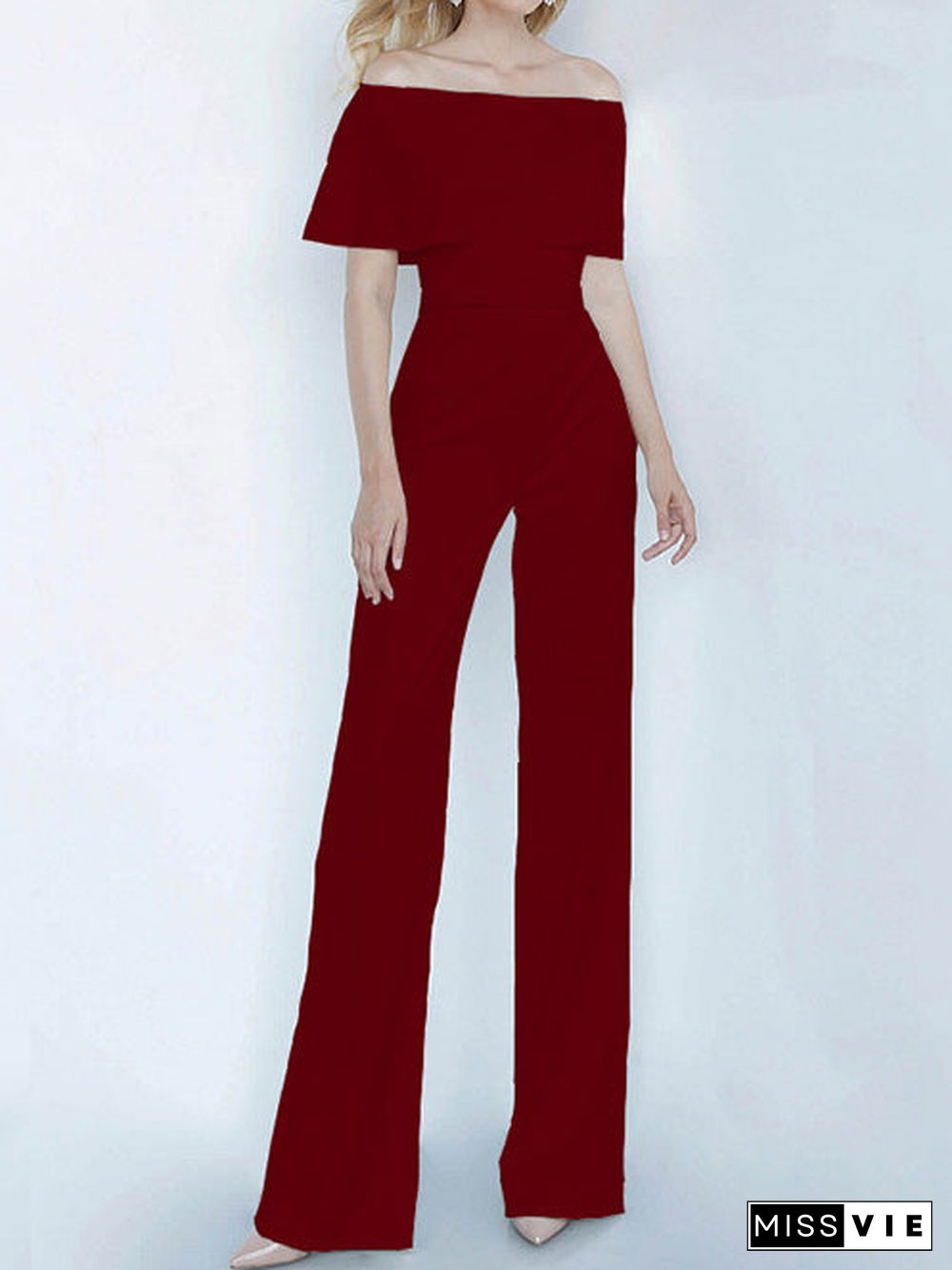 Women'S Jumpsuits One-Shoulder Ruffled Slim Fit Jumpsuit