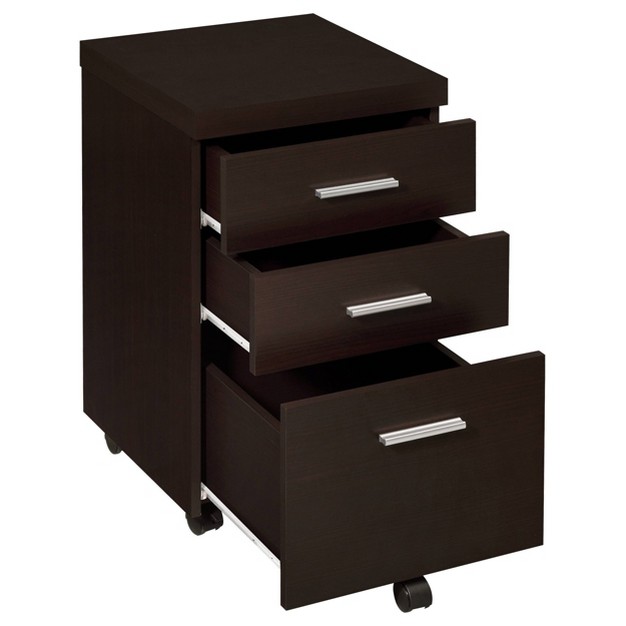 Skeena 3 Drawer Mobile Storage Cabinet Cappuccino Coaster