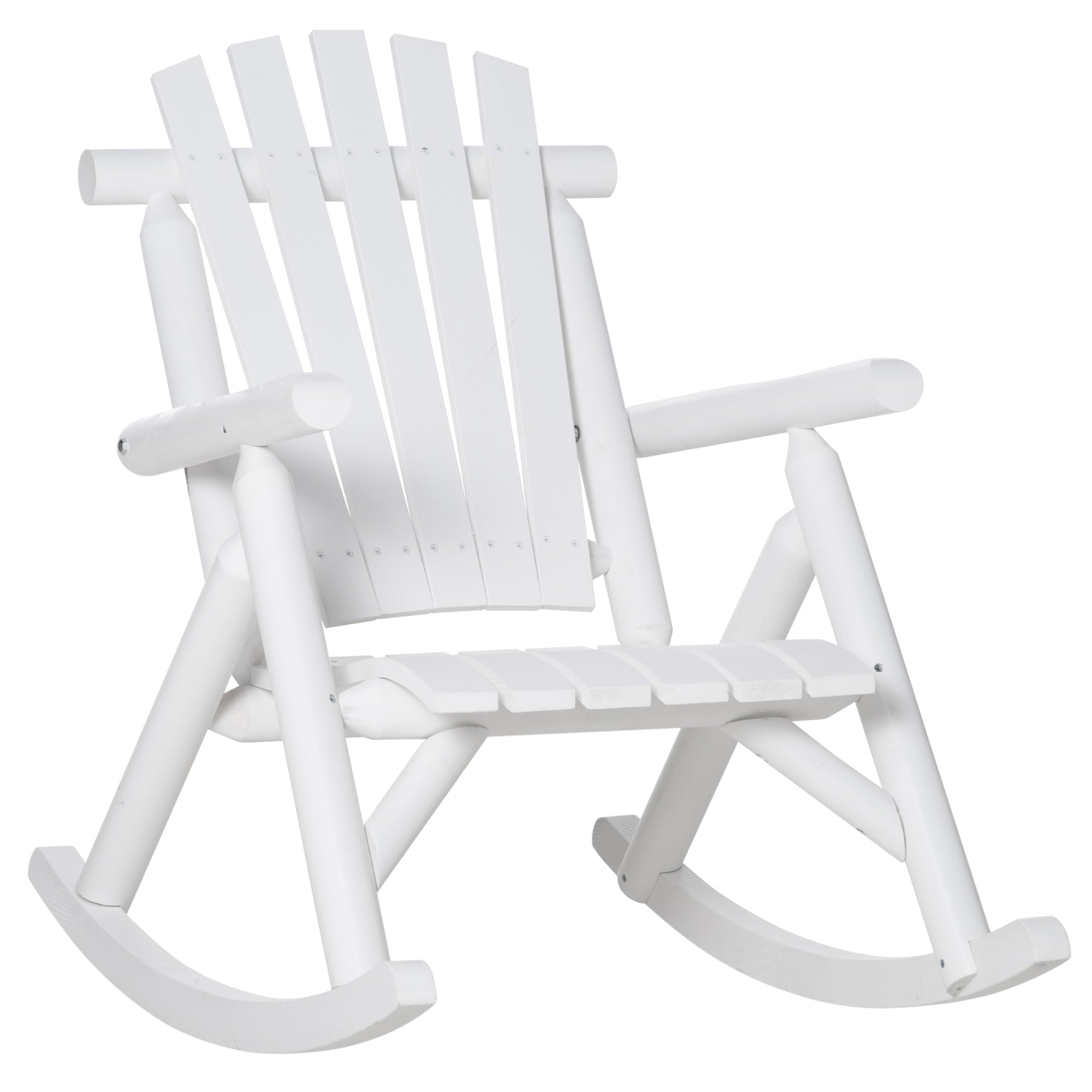 walmeck Wooden Rustic Rocking Chair Indoor Outdoor Adirondack Rocker for Patio, White