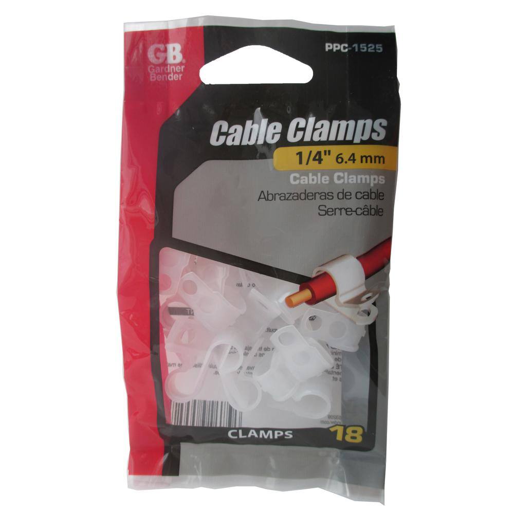 Gardner Bender 38 x 14 in. One Hole Plastic Cable Clamp (18-Pack) PPC-1525