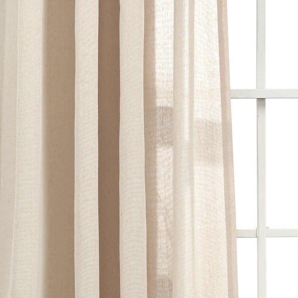 Lush Decor Ruched Waterfall Linen Window Curtain Single Panel   84\
