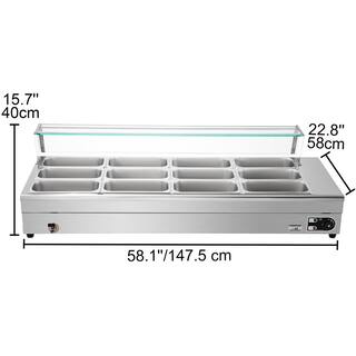 VEVOR Electric Countertop Food Warmer 84 Qt. 12 Pan x 13 GN Commercial Food Steam Table 6 in. Deep 1500-Watt BLZBWTC12P1300001V1