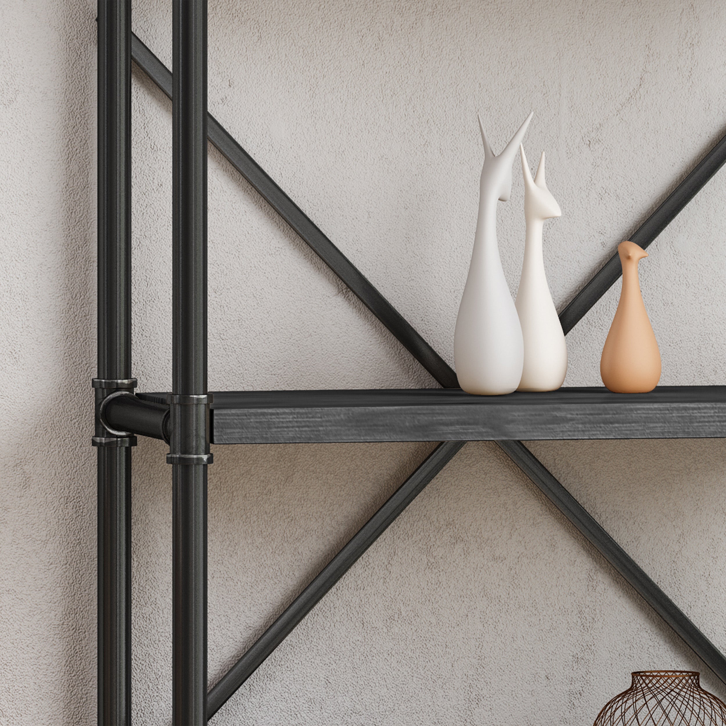 Lina Industrial Pipe Design 5-Shelf Etagere Bookcase