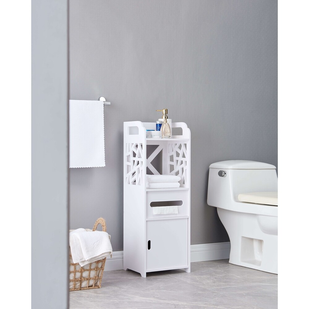 Bathroom Floor Storage Cabinet  White