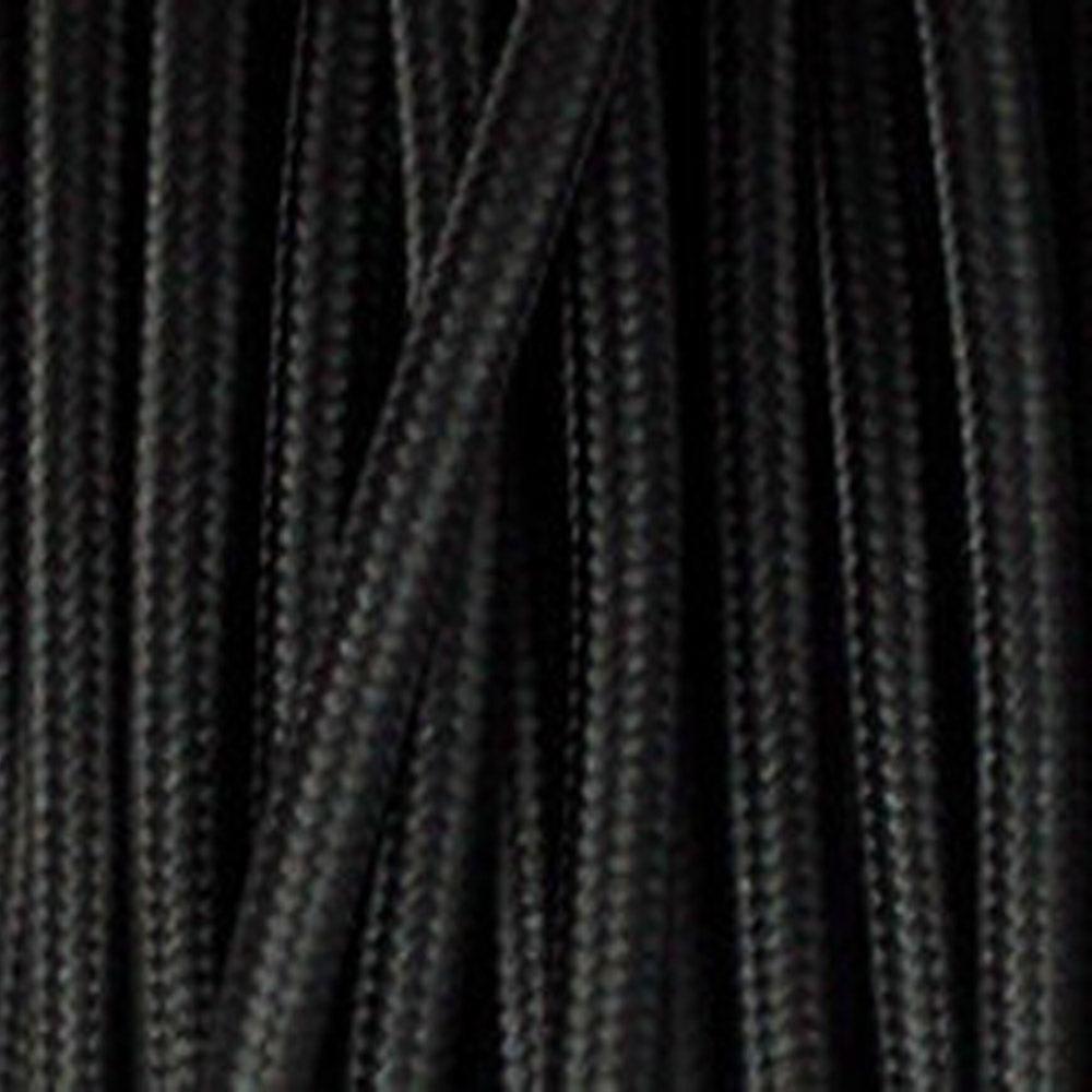 18 Gauge 3 conductor round cloth covered wire braided light cord black~1353