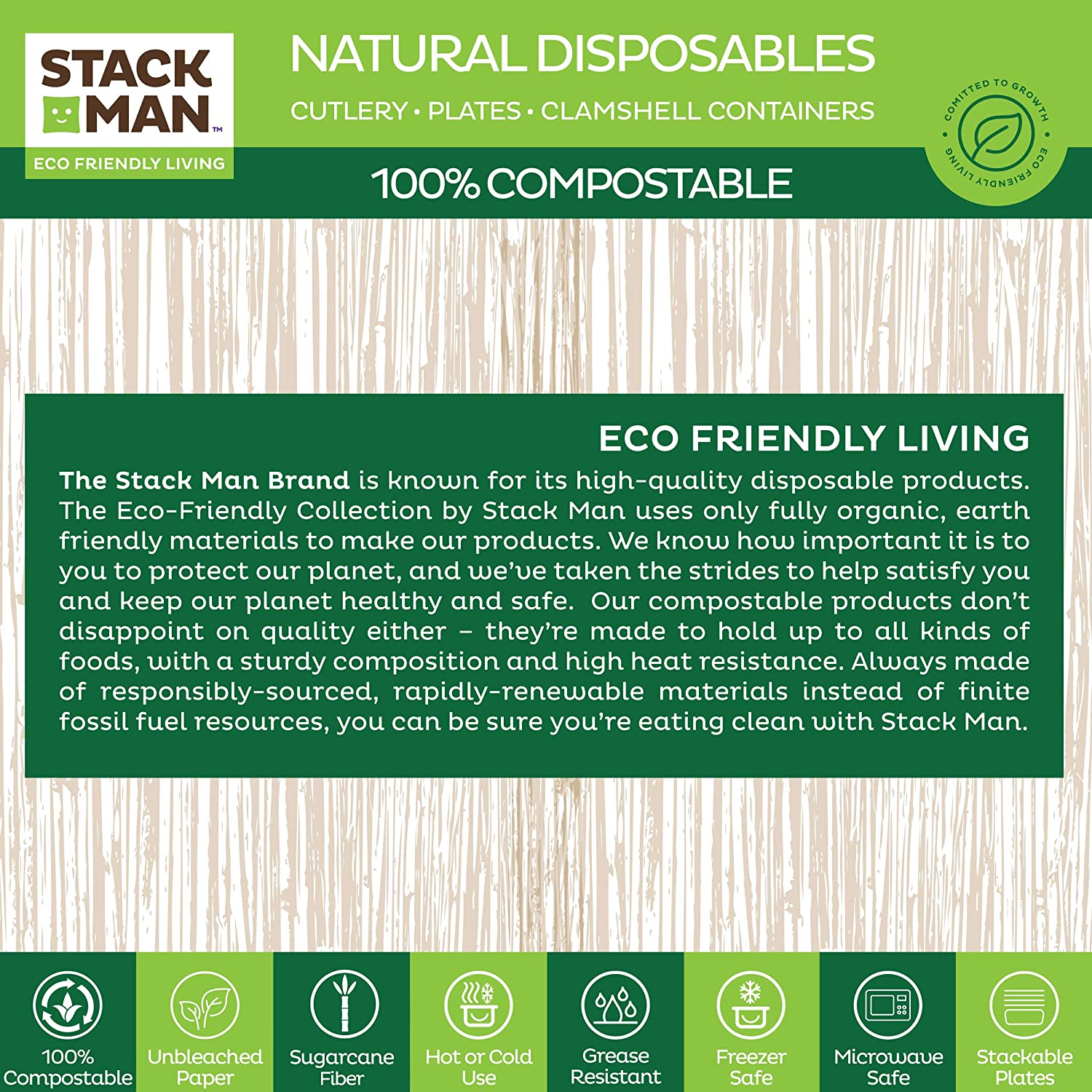 Stack Man 100% Compostable 12 oz. Paper Bowls [125-Pack] Heavy-Duty Quality Natural Disposable Bagasse