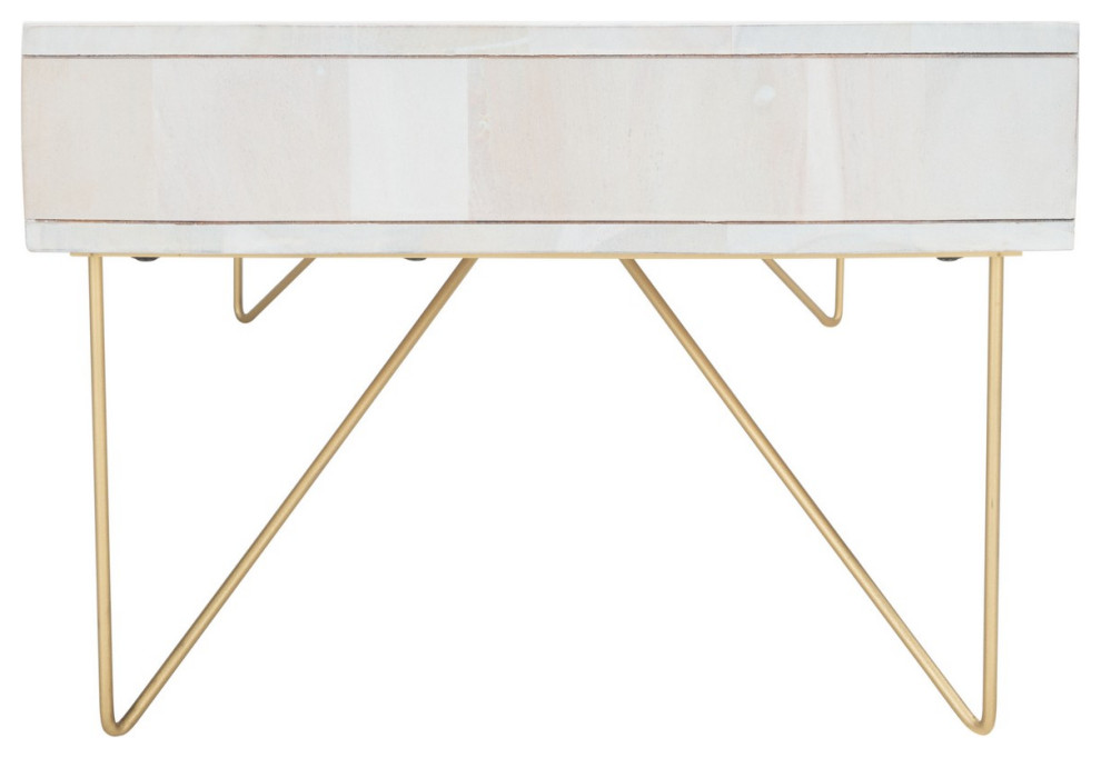 Lester Coffee Table Whitewash/ Brass   Midcentury   Coffee Tables   by Peachtree Fine Furniture  Houzz