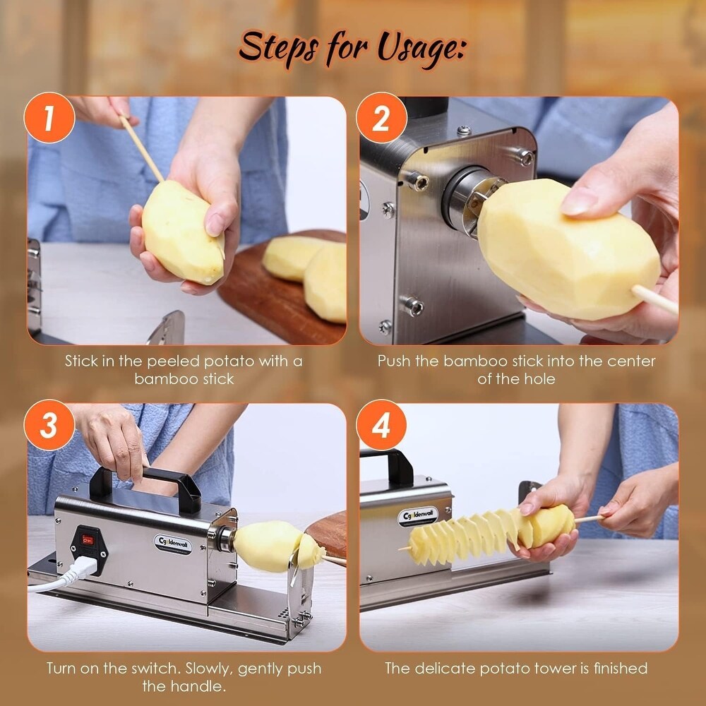 Electric Potato Slicer Tornado Potatoes Spiral Cutter Machine