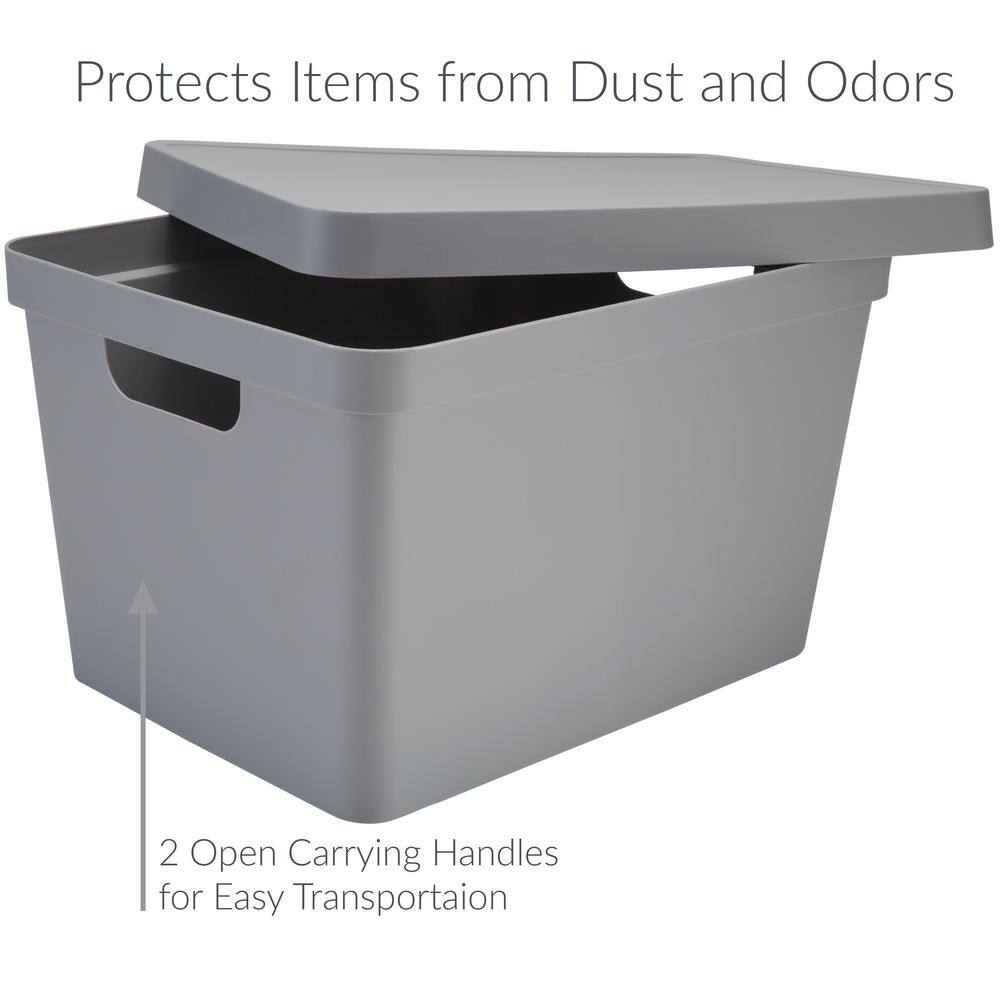 SIMPLIFY 8.58 in. H x 14.57 in. W x 10.91 in. D Gray Plastic Cube Storage Bin 25925-GREY