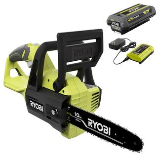 RYOBI 40V 10 in. Battery Powered Chainsaw with 2.0 Ah Battery and Charger RY40570