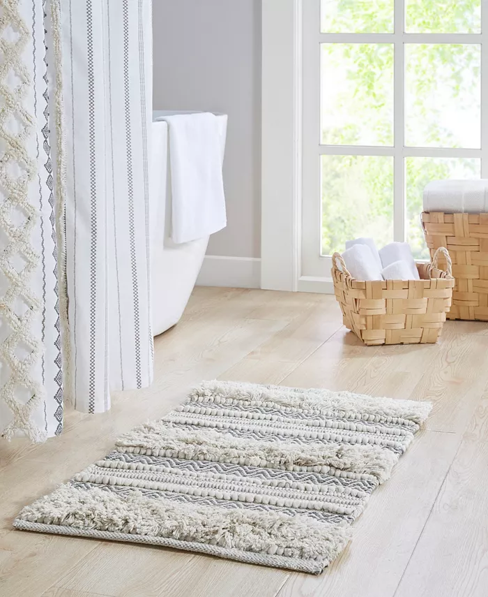 INK+IVY Asher 20x32 Woven Texture Stripe Bath Rug