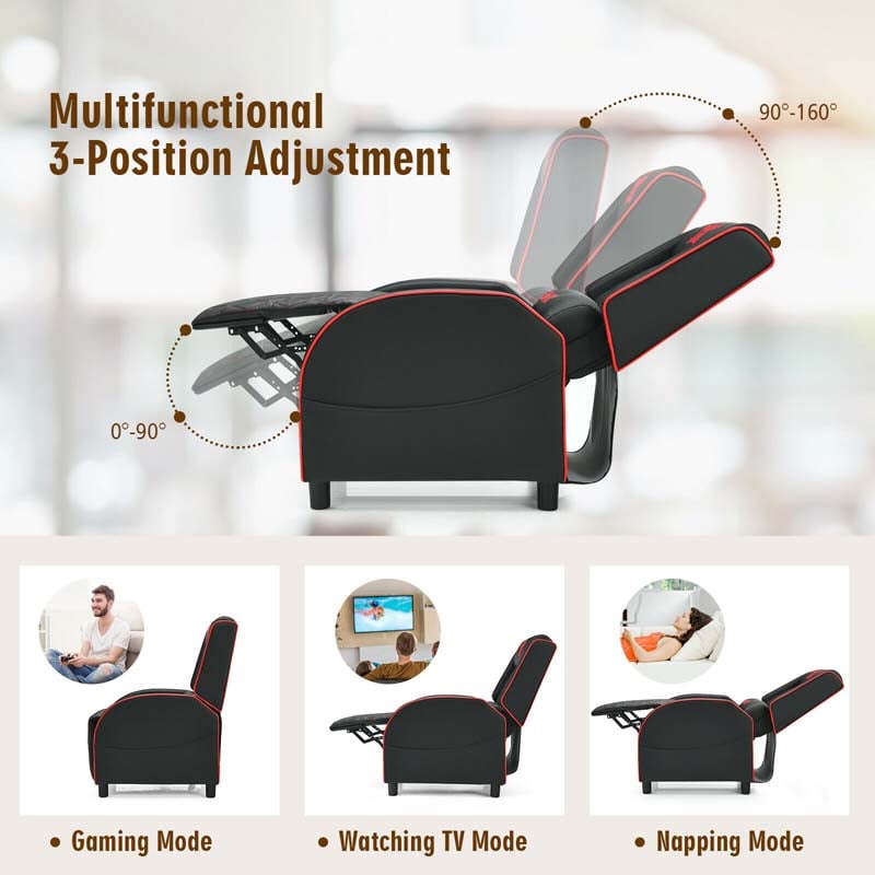 Massage Gaming Recliner Chair, PU Leather Gaming Sofa, Single Sofa, Lounge Sofa, Home Theater Seat with Adjustable Backrest & Footrest