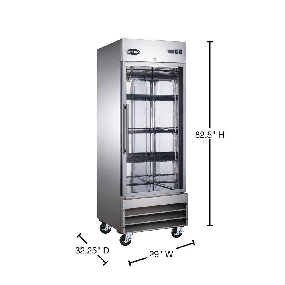 SABA 23 cu. ft. One Glass Door Commercial Reach In Upright Freezer in Stainless Steel S-23FG