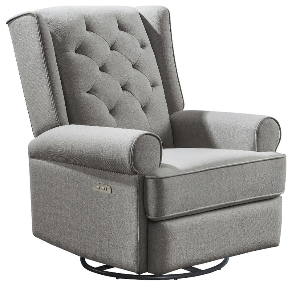 Westwood Design Amelia Traditional Fabric USB Glider and Recliner in Charcoal   Transitional   Recliner Chairs   by Homesquare  Houzz