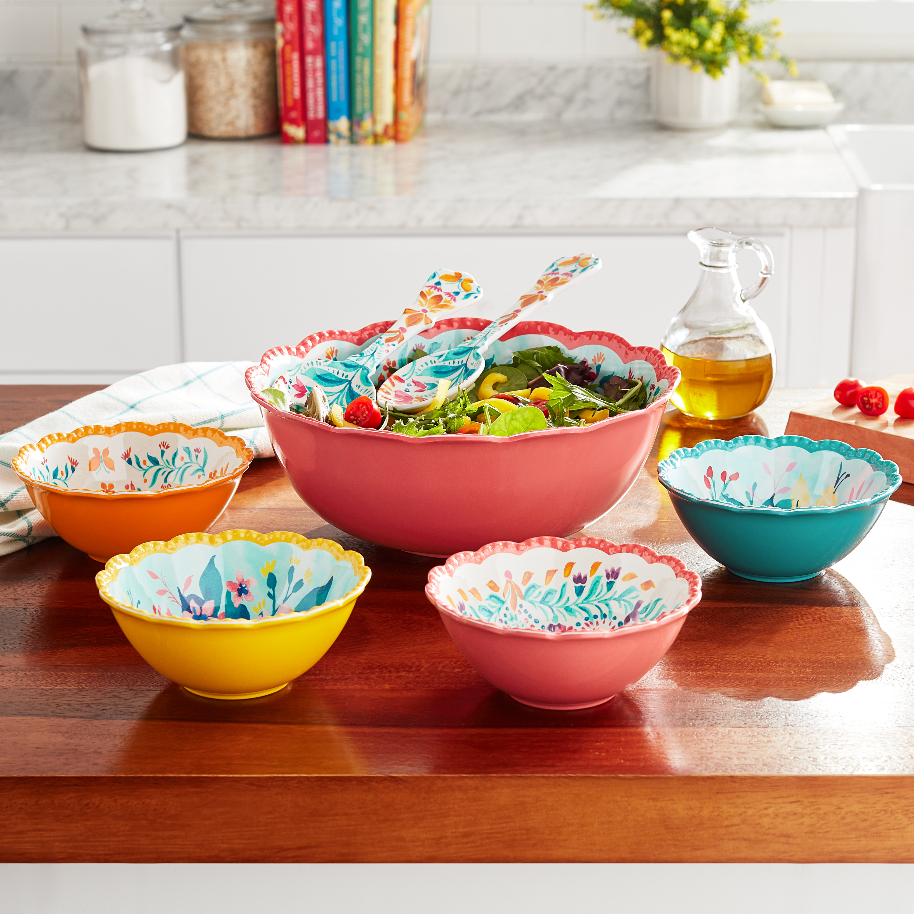 The Pioneer Woman Fresh Floral 7-Piece Serving Bowl Set