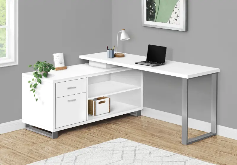 Monarch White 72 L Shaped Computer Desk