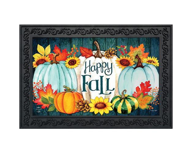 Briarwood Lane Happy Fall Pumpkins Primitive Doormat Autumn Leave