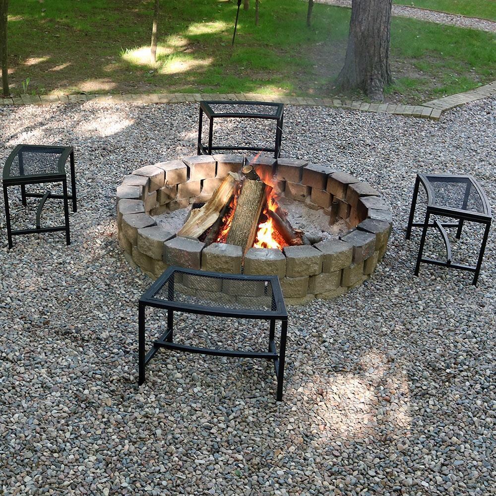 Ultimate Patio Black Mesh Patio Fire Pit Bench