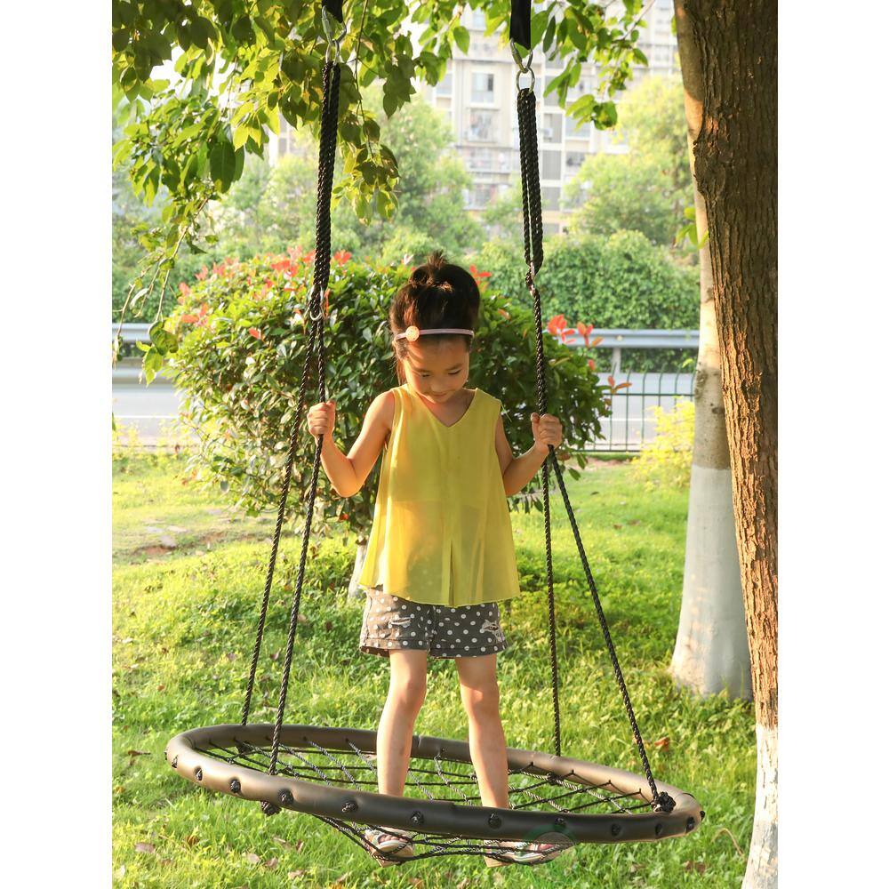 PLAYBERG Round Net Tree Web Swing with Hanging Ropes QI003375