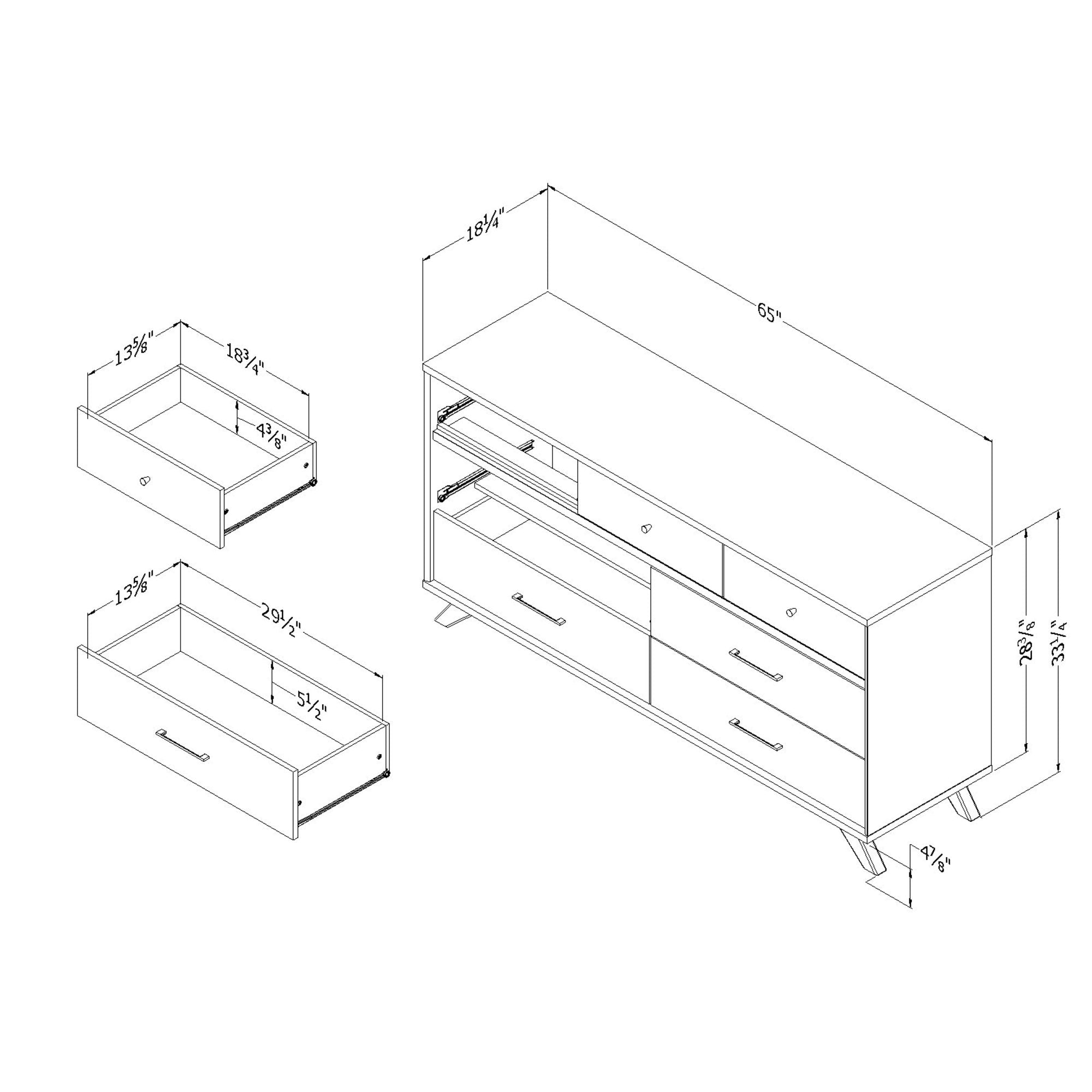 South Shore Flam 7-Drawer Double Dresser , Natural Walnut and Matte Black