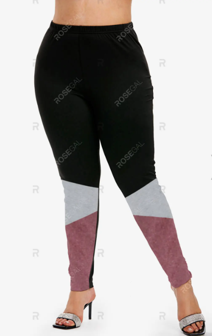 Drop Shoulder Stripes Sweater and Colorblock Leggings Plus Size Outfit