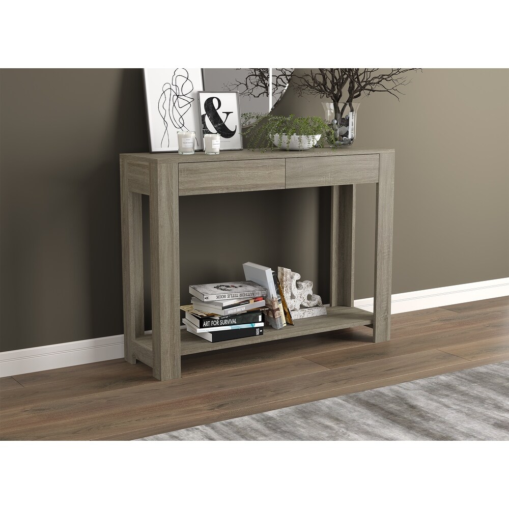 Console Table 40L Dark Taupe 2 Drawers 1 Shelf   40\