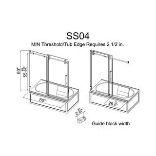 MCOCOD 60 in. W x 60 in. H Single Sliding Frameless Tub Door in Brushed Gold with Smooth Sliding and 38 in.(10 mm) Clear Glass SS04-60x60-BG